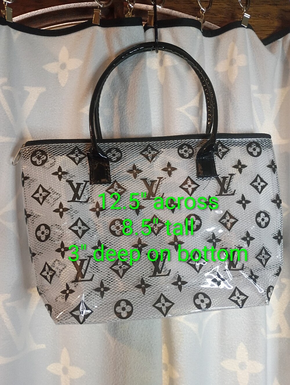 Clear & Black LV Monogram Shoulder Or Hand Bag Purse